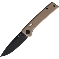 Glow Rhino 110 Fermi Black Linerlock Knife Black/Tan Handles