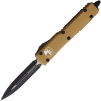 Microtech 1221TA Auto Ultratech Stonewash Double Edge OTF Knife Tan Handles