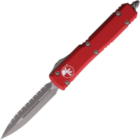 Microtech 12212APRD Auto Ultratech Apocalyptic Serrated Double Edge OTF Knife Red Handles