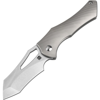 Artisan 1853GGY Baskin Stonewash Tanto Framelock Knife Titanium Handles