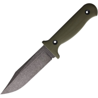 Station IX 008 S.E.R.E. Black Stonewash Fixed Blade Knife OD Green Handles