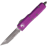 Microtech 23311APVI Auto Ultratech Apocalyptic Part Serrated Tanto OTF Knife Purple Handles