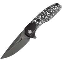 Kansept 2065B2 Damascus Cassowary Framelock Knife Nebula Handles