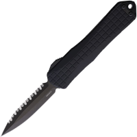 Heretic 028F6CT Auto Manticore E Black Serrated Double Edge OTF Knife Black Handles