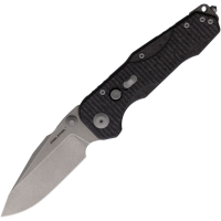 Real Steel 9913 Evolution Stonewash Drop Point Button Lock Knife Carbon Fiber Handles