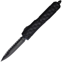 Microtech 2063TBIS Auto Makora Black Cerakote Serrated Double Edge OTF Knife Black\Black Handles