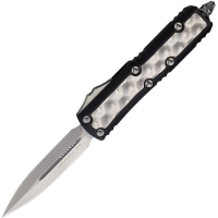 Microtech 12610BIS Auto UTX-85 Daytona Stonewashed Double Edge OTF Knife Black Handles
