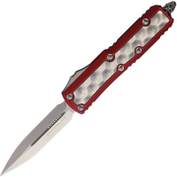 Microtech 12610RDBI Auto UTX-85 Daytona Stonewashed Double Edge OTF Knife Red Handles