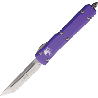 Microtech 12312PU Auto Ultratech Serrated Stonewash Tanto Edge OTF Knife Purple Handles