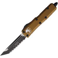 Microtech 2333TA Auto UTX-85 Serrated Two Tone Tanto OTF Knife Tan Handles