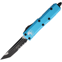 Microtech 2332TQ Auto UTX-85 Part Serrated Two Tone Tanto OTF Knife Turquoise Handles
