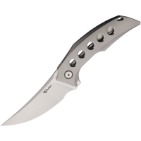 Reate VEL1 Velocity Satin Elmax Framelock Knife Gray Handles