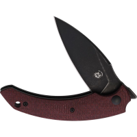 Bastinelli 262 Honos Black Stonewah Linerlock Knife Burgandy Micarta Handles