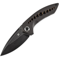 Kansept 1077A1 DD 21 Black Stonewash Drop Point Framelock Knife Black Stonewash Handles