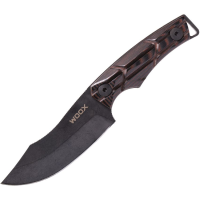 WOOX K06101 Bad Boy Hunter Acid Wash D2 Carbon Steel Fixed Blade Knife Brown Micarta Handles