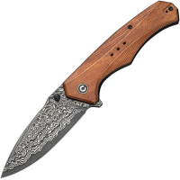 Civivi 23081BDS1 Photonix Damascus Drop Point Linerlock Knife Brown Wood Handles