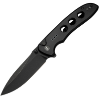 Civivi 23087A1 Hyperpulse Black Stonewash Drop Point ButtonLock Knife Black Handles
