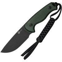 Civivi 230943 Timberbark Black Stonewash Drop Point Fixed Blade Knife Green Canvas Micarta Handles