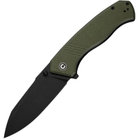 Civivi 230793 Placoid Black Stonewash Clip Point Linerlock Knife OD Green G10 Handles