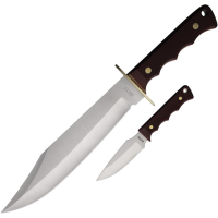 Schrade P1207759 Old Timer Bowie Fixed Blade Knife Combo Brown Sawcut Handles