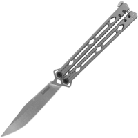 Kershaw 5150MAG Lucha Stonewash MagnaCut Clip Point Butterfly Knife Bead Blast Handles