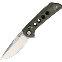 Reate PLXF3 PL-XF Stonewash Nitro V PivotLock Knife Green Micarta Handles