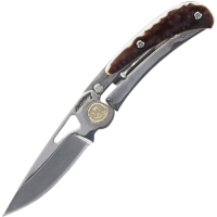 Schrade 1205105 Uncle Henry Next Gen Pocket Knife Brown Staglon Handles