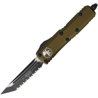 Microtech 2333OD Auto UTX-85 Two-Tone Serrated Tanto OTF Knife OD Green Handles