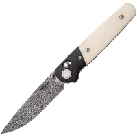 Bear & Son WSB22D Lawman Damascus Steel Slidelock Knife White Bone Handles