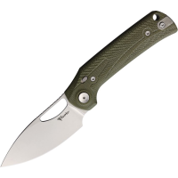 Reate 169 PL-XE Stonewash Nitro V Pivot Lock Knife Green Micarta Handles