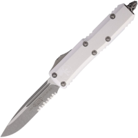 Microtech 23111APCR Auto UTX-85 Apocalyptic Part Serrated Single Edge OTF Knife Silver Handles