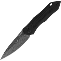 Kershaw 7800BLKDAM Auto Launch 6 Damascus Drop Point Button Lock Knife Black Handles