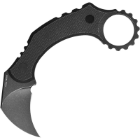 Vosteed D0202 Dirty Girl Black Stonewash Hawkbill Fixed Blade Knife Black Micarta Handles