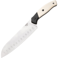 Bear & Son WSB30 Santoku Stonewash Knife White Bone/Black Black G10 Handles