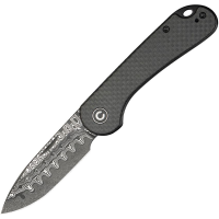 Civivi 18062AJDS1 Elementum Damascus Drop Point Slip Joint Knife Twill Carbon Fiber Handles