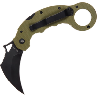 High Desert Blades TJBKBG Tatani Journeyman Black D2 Carbon Steel Karambit Knife OD Green G10 Handles