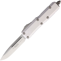 Microtech 2314CR Auto UTX-85 Satin Single Edge OTF Knife Silver Aluminum Handles
