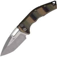 Heretic 0115AG10CAMO Auto Medusa Battleworn MagnaCut Tanto Button Lock Knife Camo G10 Handles