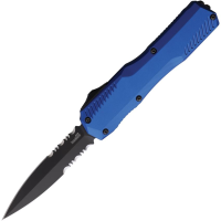 Kershaw 9000DESTBLU Auto Livewire Black Part Serrated Double Edge Dagger OTF Knife Blue Handles