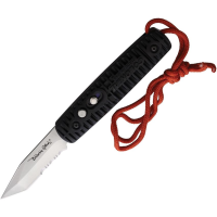 Colonial 106 Auto Ranger Satin Part Serrated Tanto Button Lock Knife Black Handles