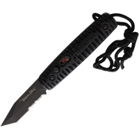 Colonial 107 Auto Ranger Black Part Serrated Tanto Button Lock Knife Black Handles