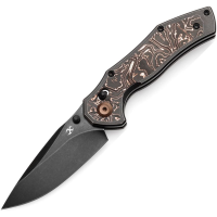 Kansept 2107V3 Apollo Black Stonewash Drop Point Crossbar Lock Knife Black Stonewash/Copper Foil Carbon Fiber Handles
