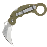 High Desert Blades TJBKG1G2 Tatani Journeyman Satin D2 Carbon Steel Karambit Lockback Knife OD Green G10 Handles
