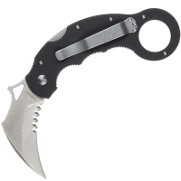 High Desert Blades TJEDCBKB Tatani Journeyman Satin Part Serrated D2 Carbon Steel Karambit Lockback Knife Black G10 Handles