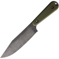 Station IX N011 La Bete Black Stonewash Carbon Steel Fixed Blade Knife OD Green G10 Handles