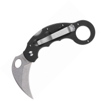 High Desert Blades TJKB Tatani Journeyman Stonewash D2 Carbon Steel Karambit Lockback Knife Black G10 Handles