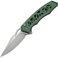 Civivi 240393 Anaaki Satin Clip Point Button Lock Knife Green Handles