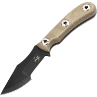 Boker Plus 02BO117 Micro Tracker 2.0 Black Carbon Steel Fixed Blade Knife Natural Canvas Micarta Handles