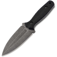 Boker Plus P02BO118 W1 Black Stonewash Double Edge Dagger Fixed Blade Knife Black G10 Handles