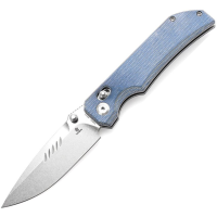 Tenable 1095V2 Eaglestrike Stonewash Spear Point Crossbar Lock Knife Blue Micarta Handles